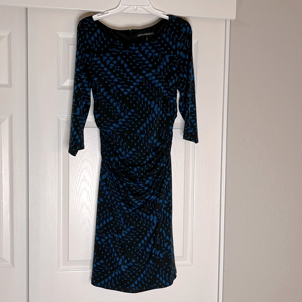 White House Black Market touch-waist dress, size 12. Very stretchy and slimming.